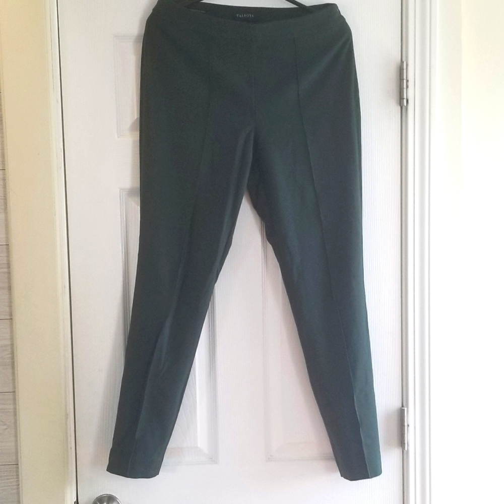 Talbots dark forest green skinny pants 4